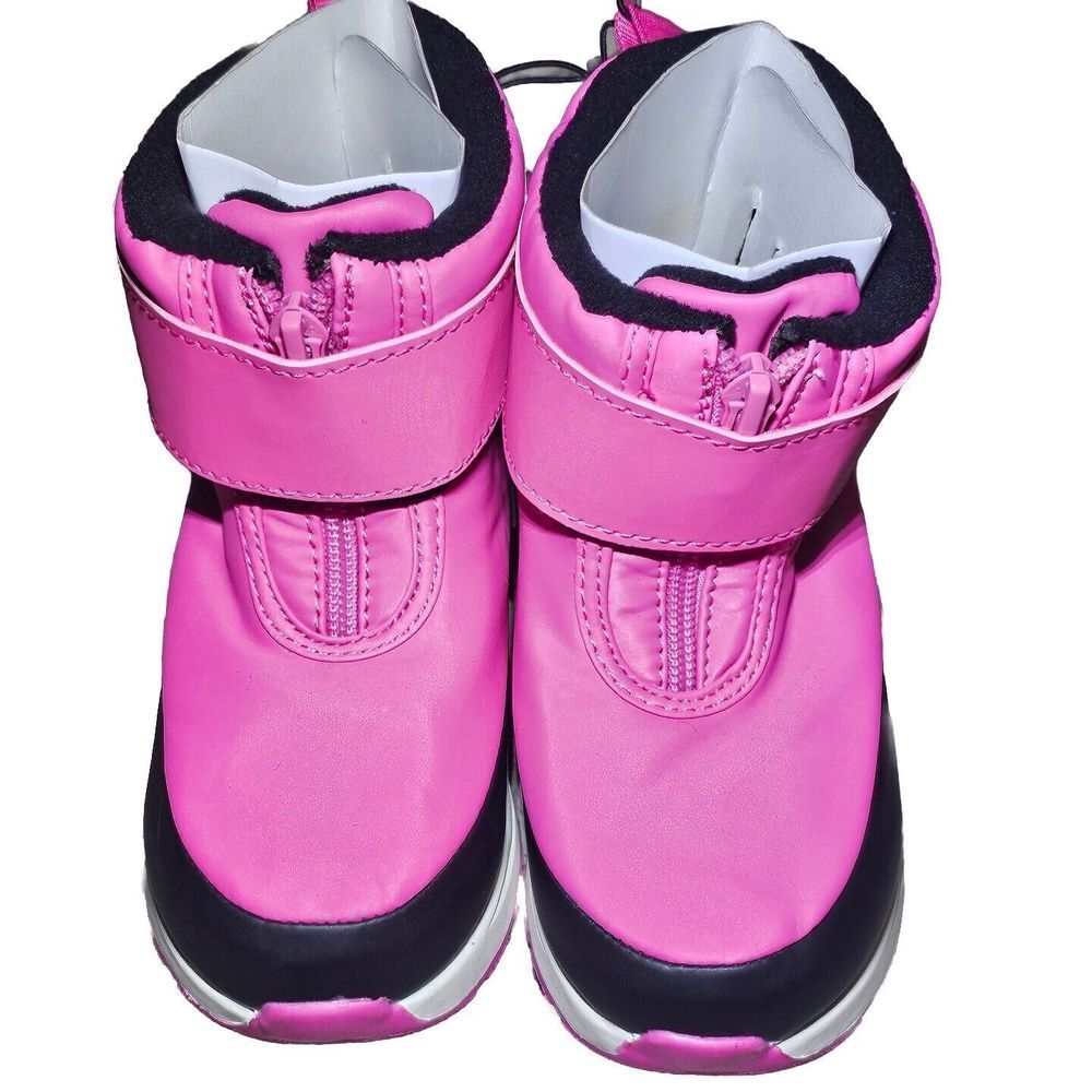 Wonder Nation Toddler Girls Zip Front Boots Size 9 NWT Pink & Black Waterproof
